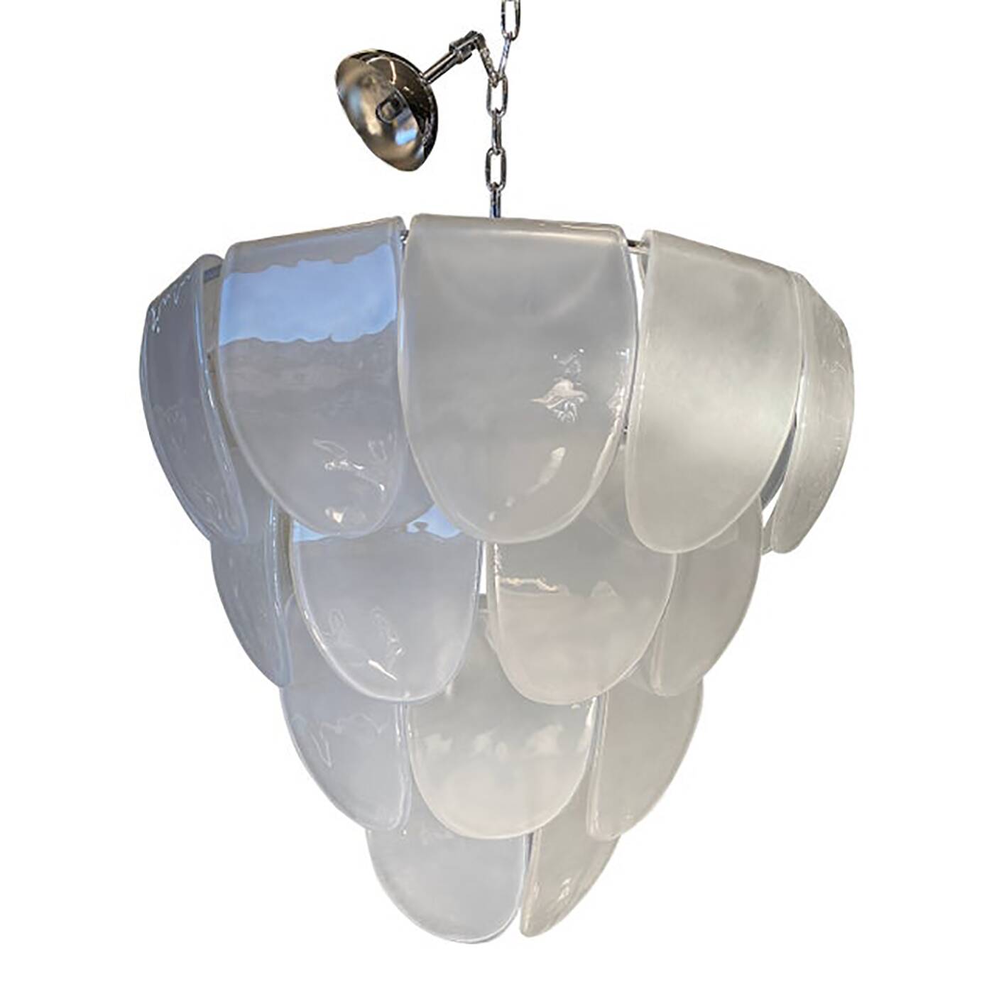 Glass Kromo With Frosted Leaves Candlestick