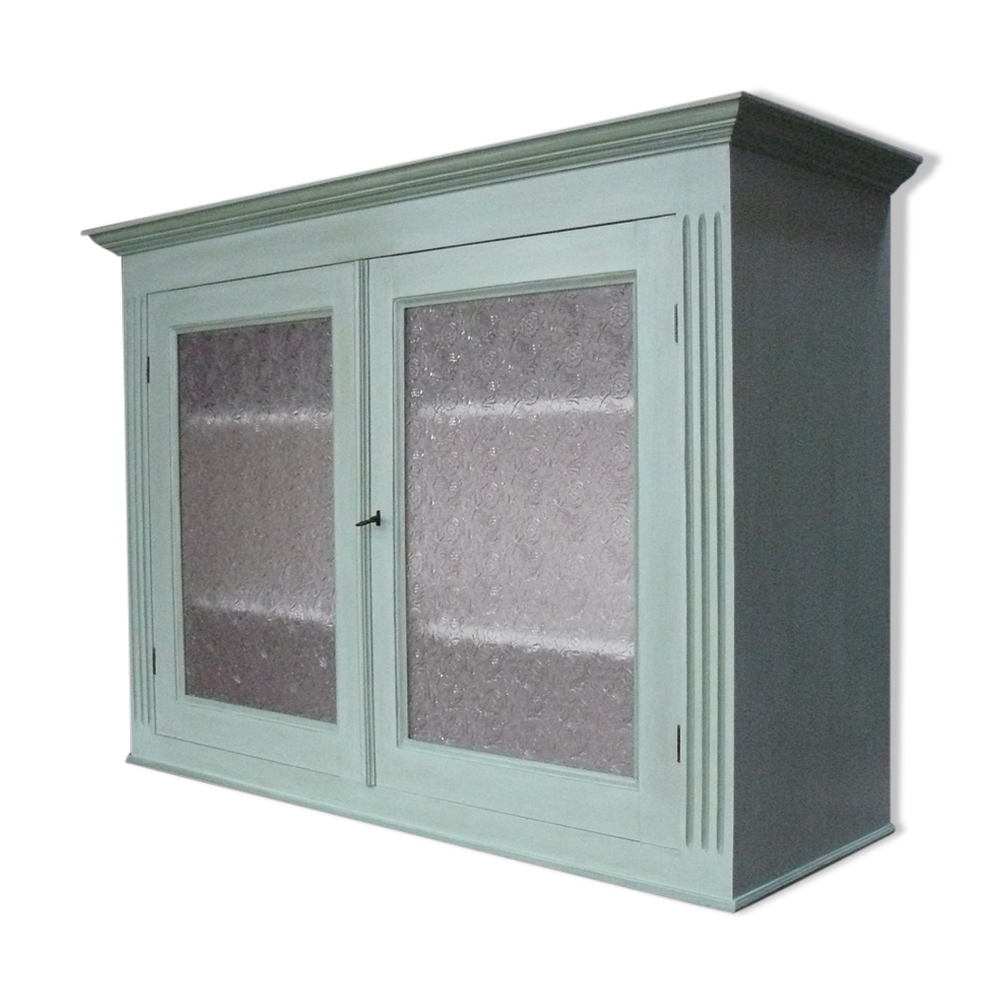 High wooden buffet painted two glass doors