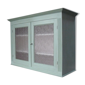 High wooden buffet painted two glass doors