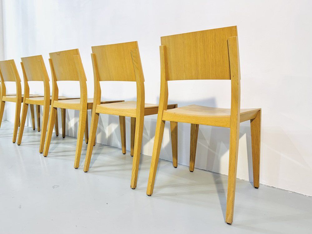 Vintage beech dining chairs, 1980s, set of 8