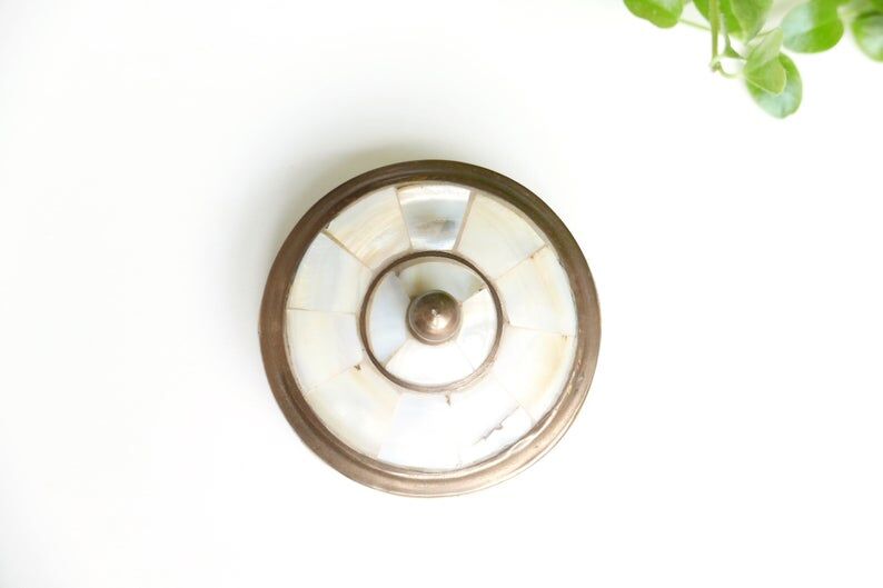 Brass box, mother-of-pearl décor, 60s