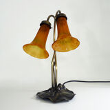 Two-branched lamp with orange tulips, art deco style