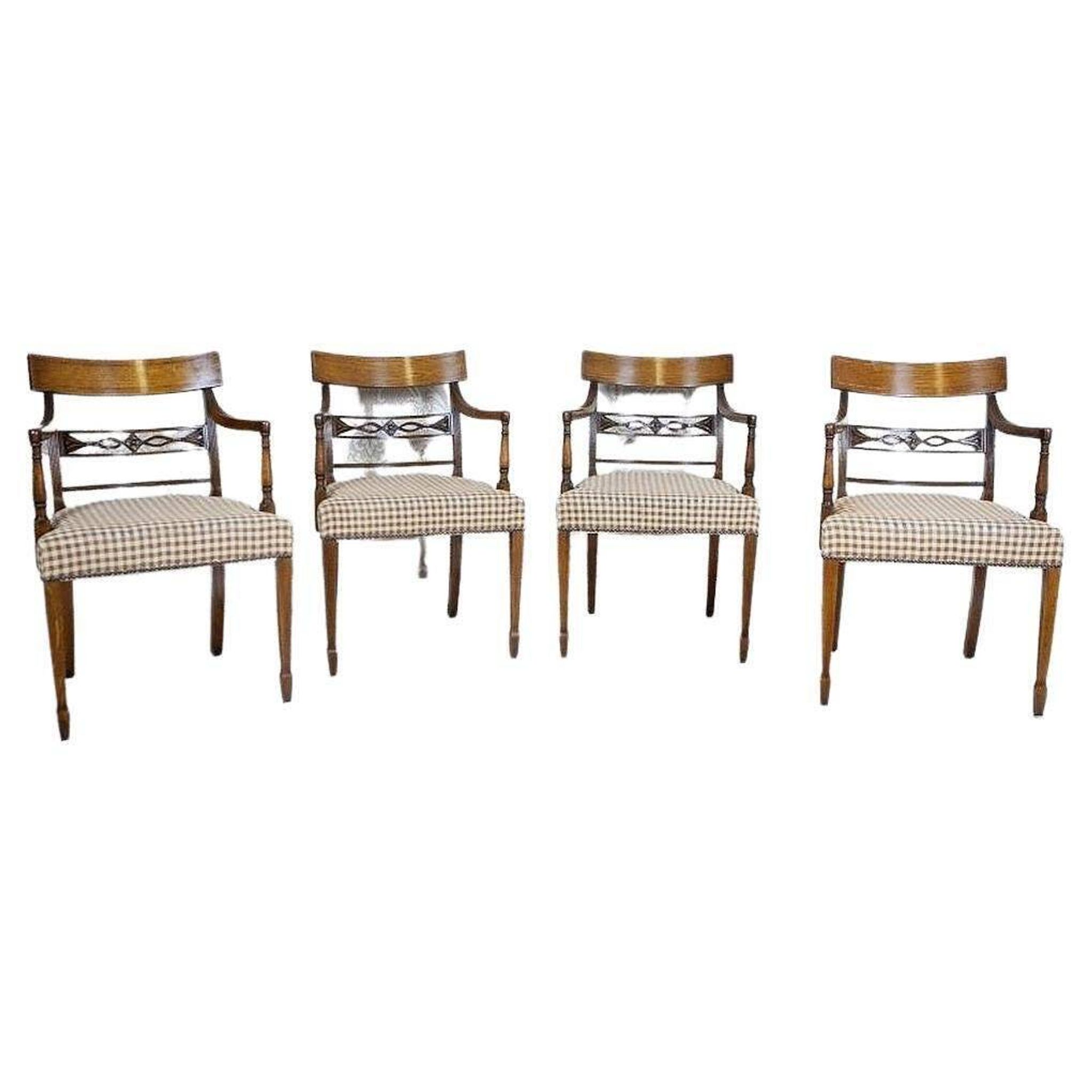Vintage Oak Armchairs, 1940s, Set of 4