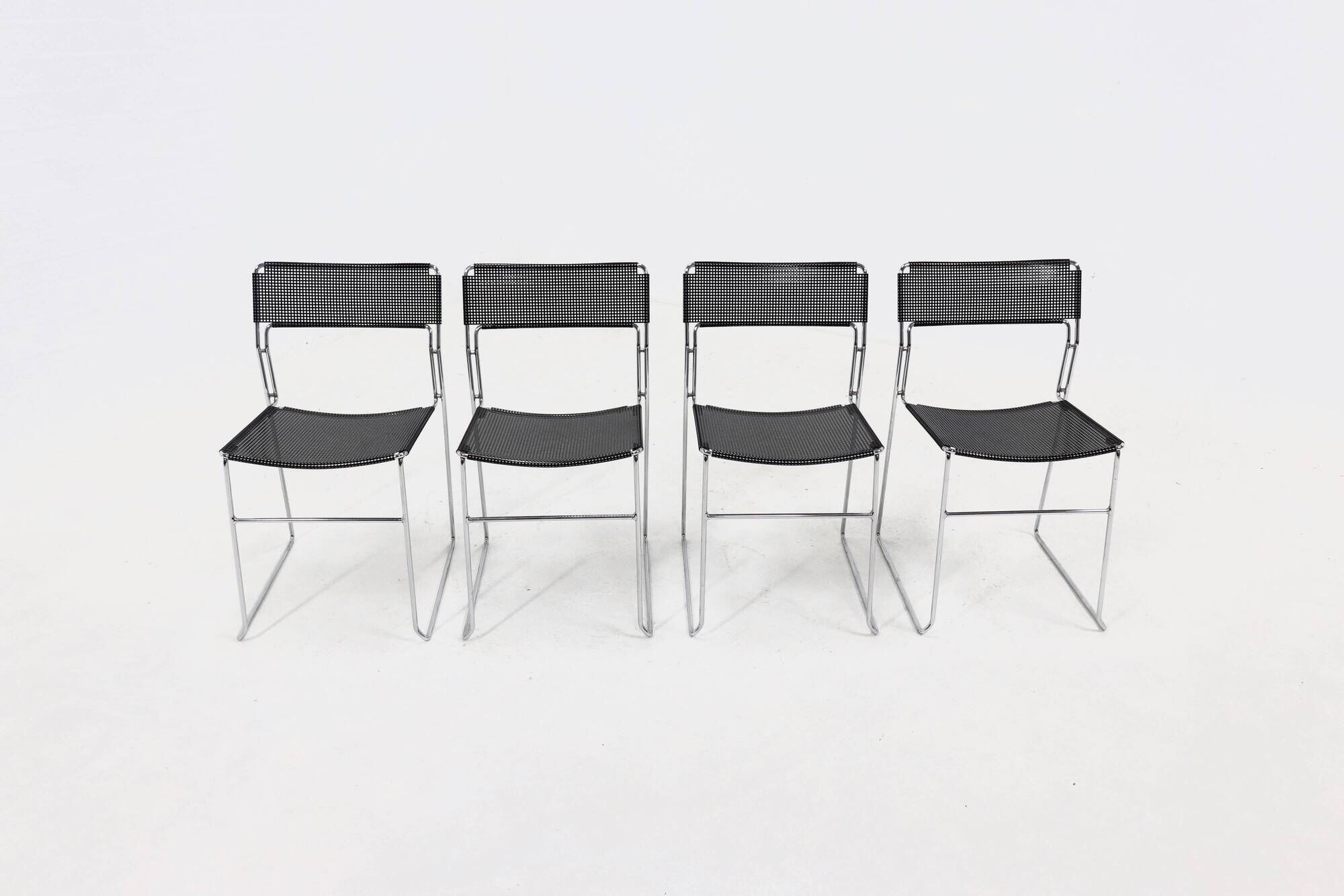 Set of 4 "Sultana" stacking dining chairs by Arrben Italy, 1980s