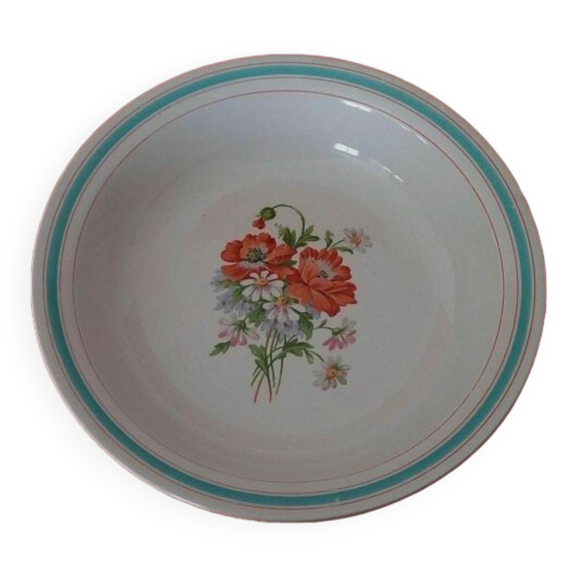 Hollow earthenware dish Saint Amand early twentieth floral decoration