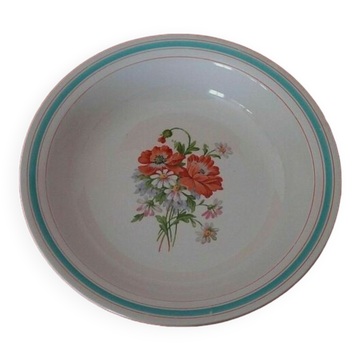 Hollow earthenware dish Saint Amand early twentieth floral decoration