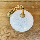 Suspension Art déco en verre de Clichy blanc