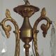 Large French Art Nouveau Acanthus 6 Light Bronze & Crystal Cage Chandelier