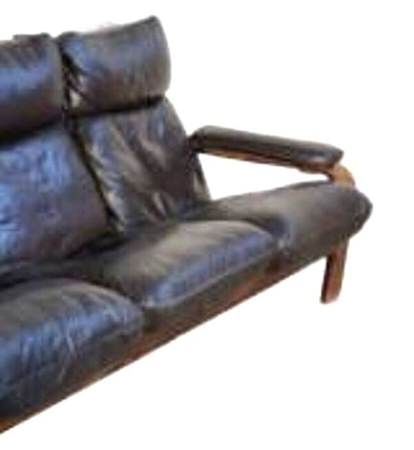 Canape scandinave vintage en cuir noir