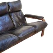 Canape scandinave vintage en cuir noir
