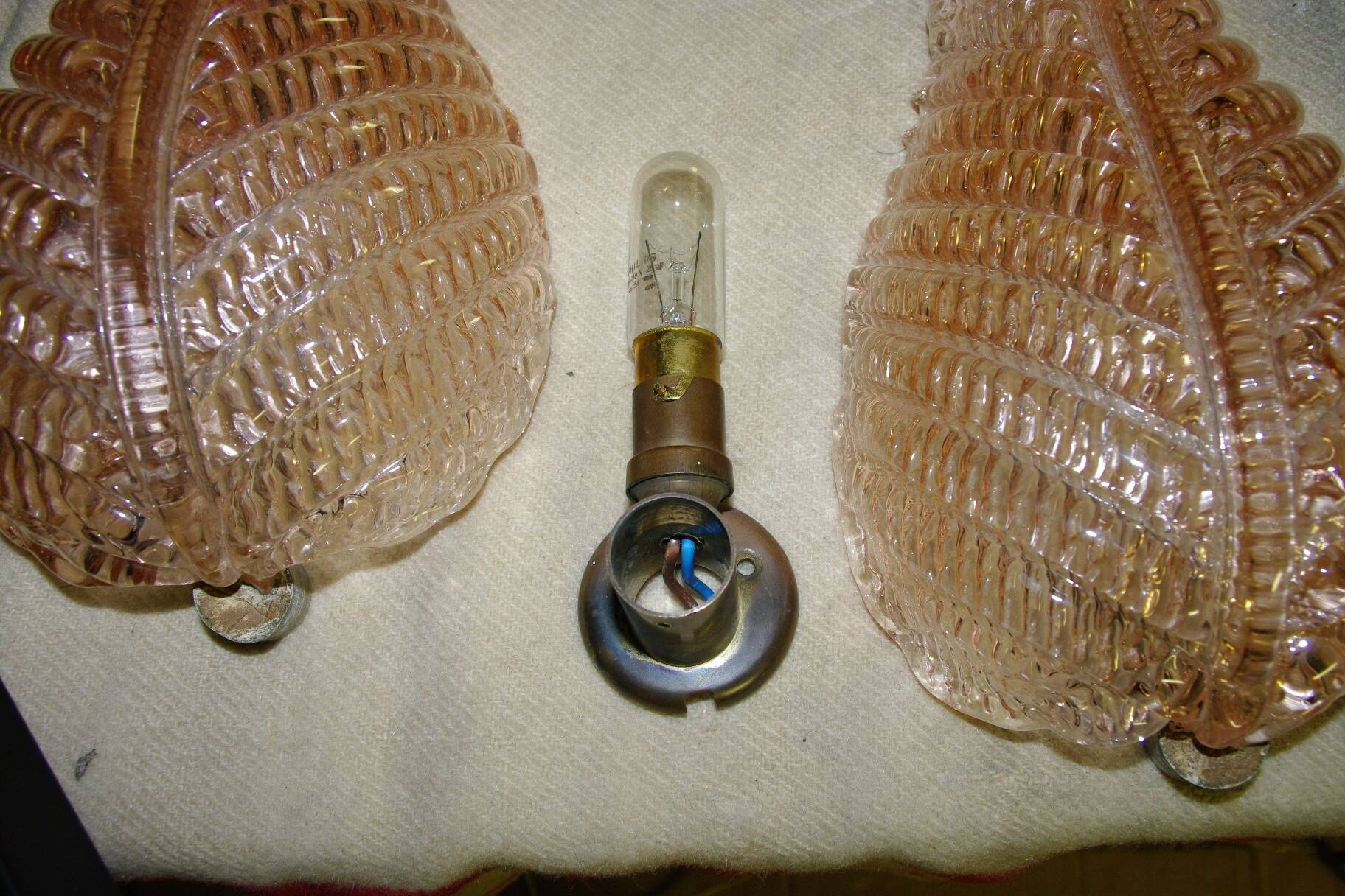 Pair of Murano glass wall lights by Toso & Barovier, 1960