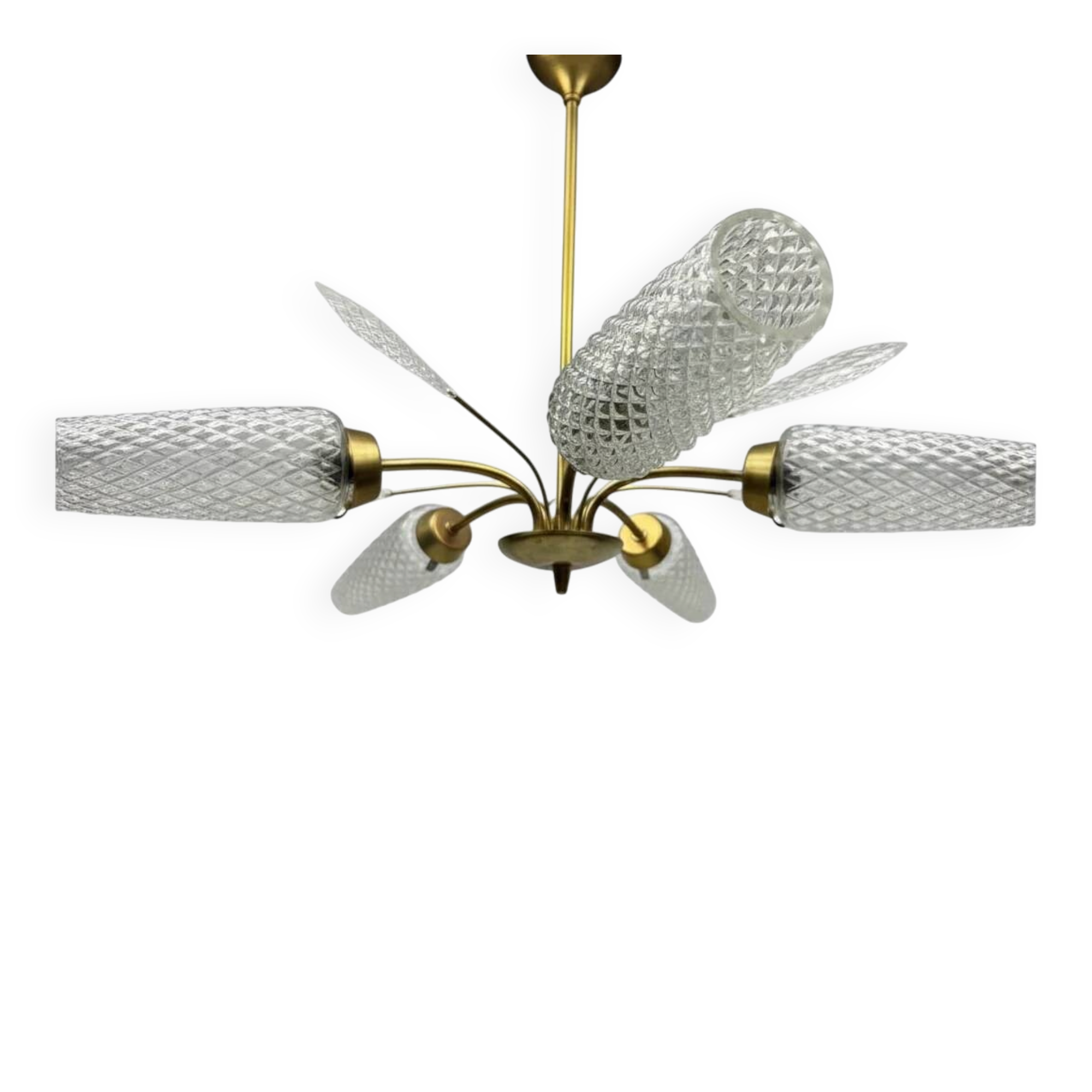 Vintage brass and cut glass chandelier – Italy, 1950s