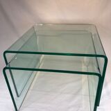 Set 2 glass nesting tables 1980