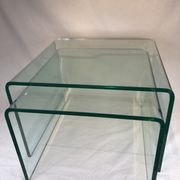 Ensemble 2 tables gigognes en verre 1980