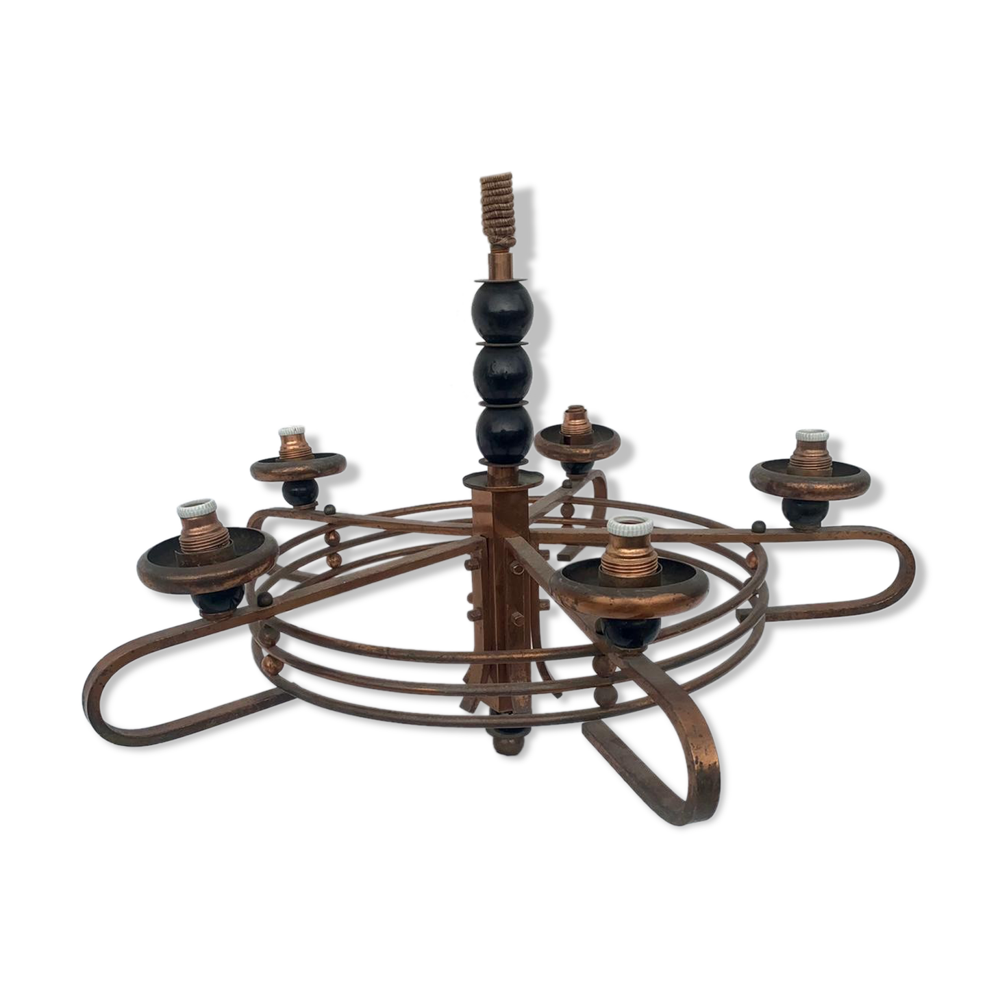 Bronze chandelier 5 lights 1950/1960