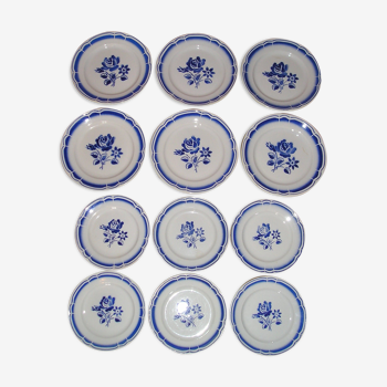 Table service 6 people faience Badonviller, 12 pieces