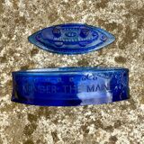 Vintage blue glass candy dish “Remember the Maine” - militaria
