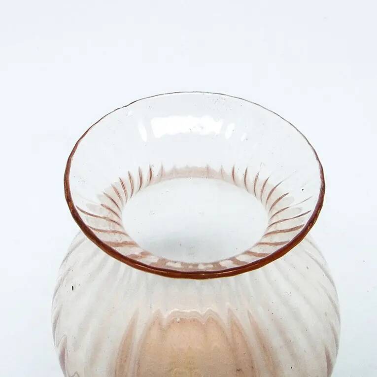 Miniature Art Deco vase, pink glass, Poland, 1930s