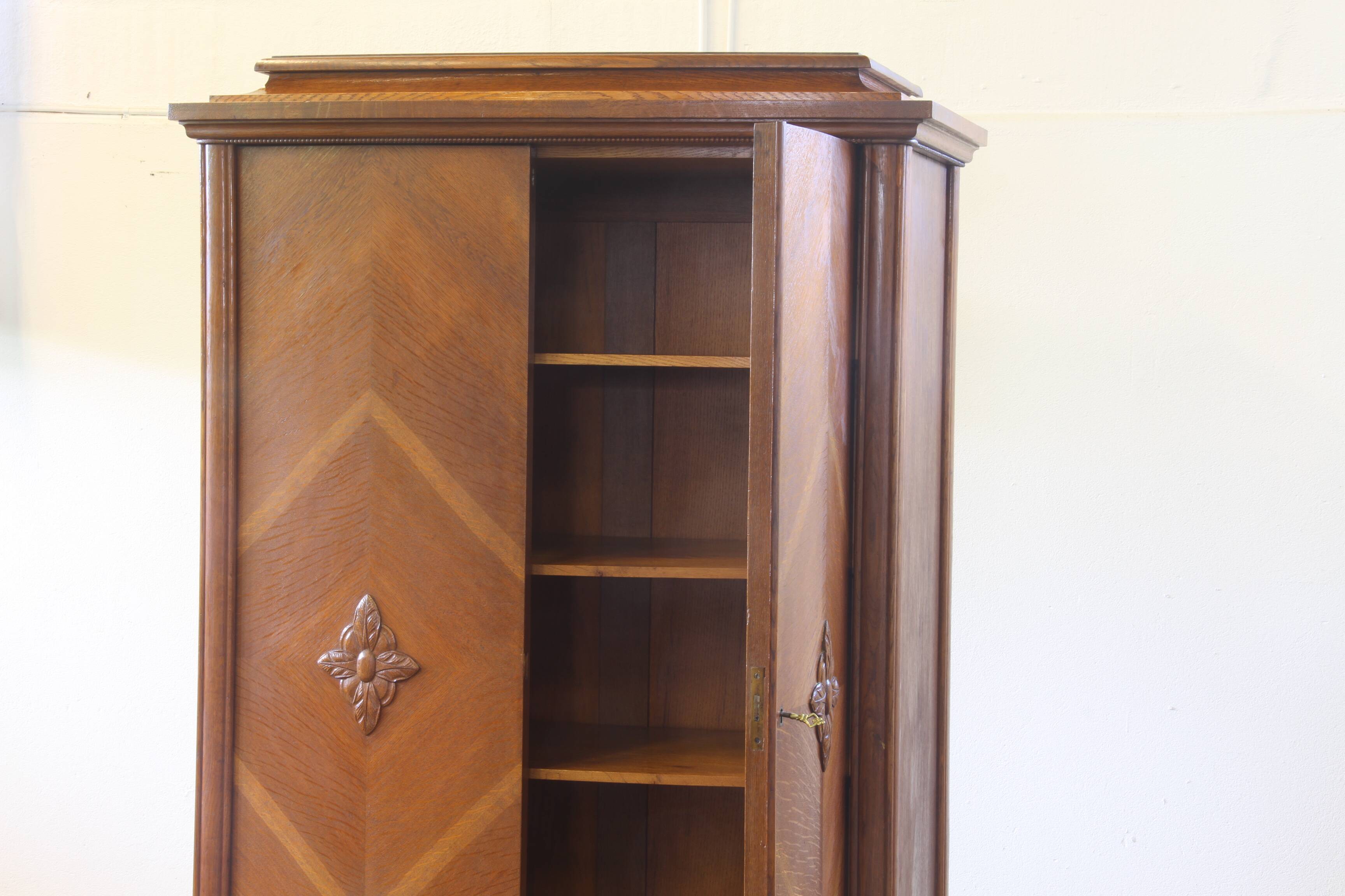 Vintage Danish Oak Closet Linen Wardrobe 1940s Cabinet