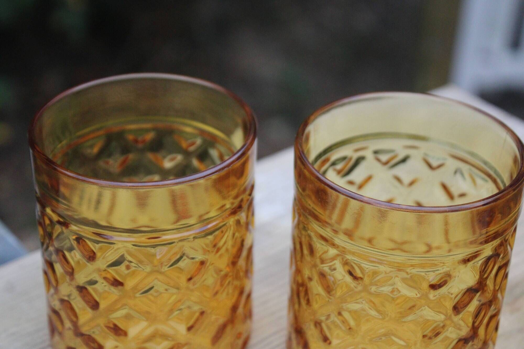Set of 6 vintage Pernod amber glass glasses – H9 cm Ø7 cm – Bi collection