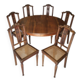 Art Nouveau dining table from 1910 and its 6 matching chairs.