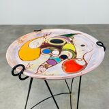 Side table and vase signed MC Treinen ceramic from Vallauris 1950s