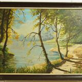 Landscape oil on wood framed C.Peyron