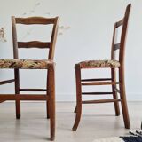 Antique wooden bistro chairs - floral seat