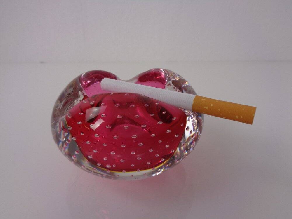Pink Sommerso Murano Glass Ashtray, Italy, 1960s