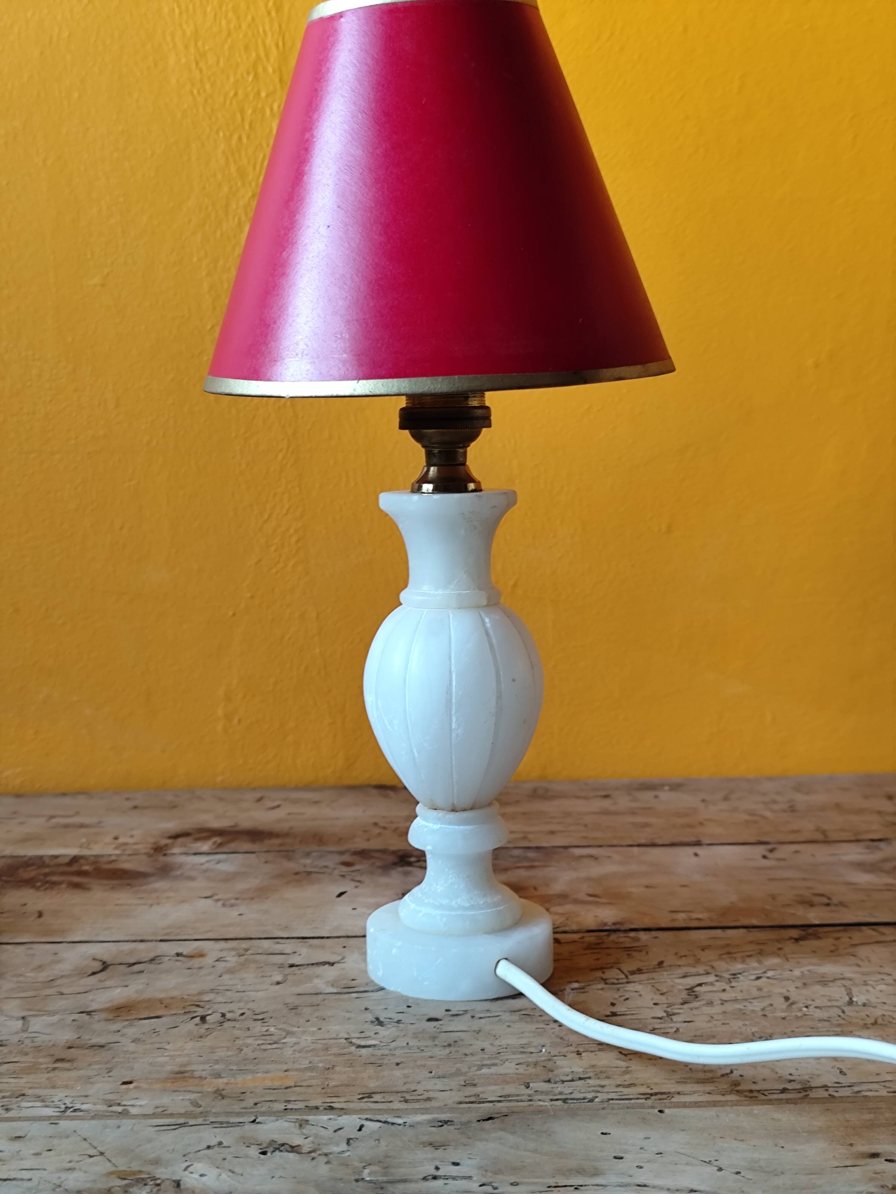 Antique marble lamp base - white stone urn lamp