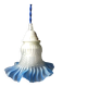Tulip glass table lamp with frosted finish, azure blue trim – Vintage 1950