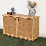 Low buffet / sideboard Dal Vera bamboo rattan vintage 1970s