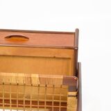 Bedside Table Made In Teak With Drawer & Wicker Shelf By Søren Rasmussen From 1960s