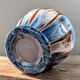 Vase vintage en grès émaillé, marron et bleu gris, décor à coulures