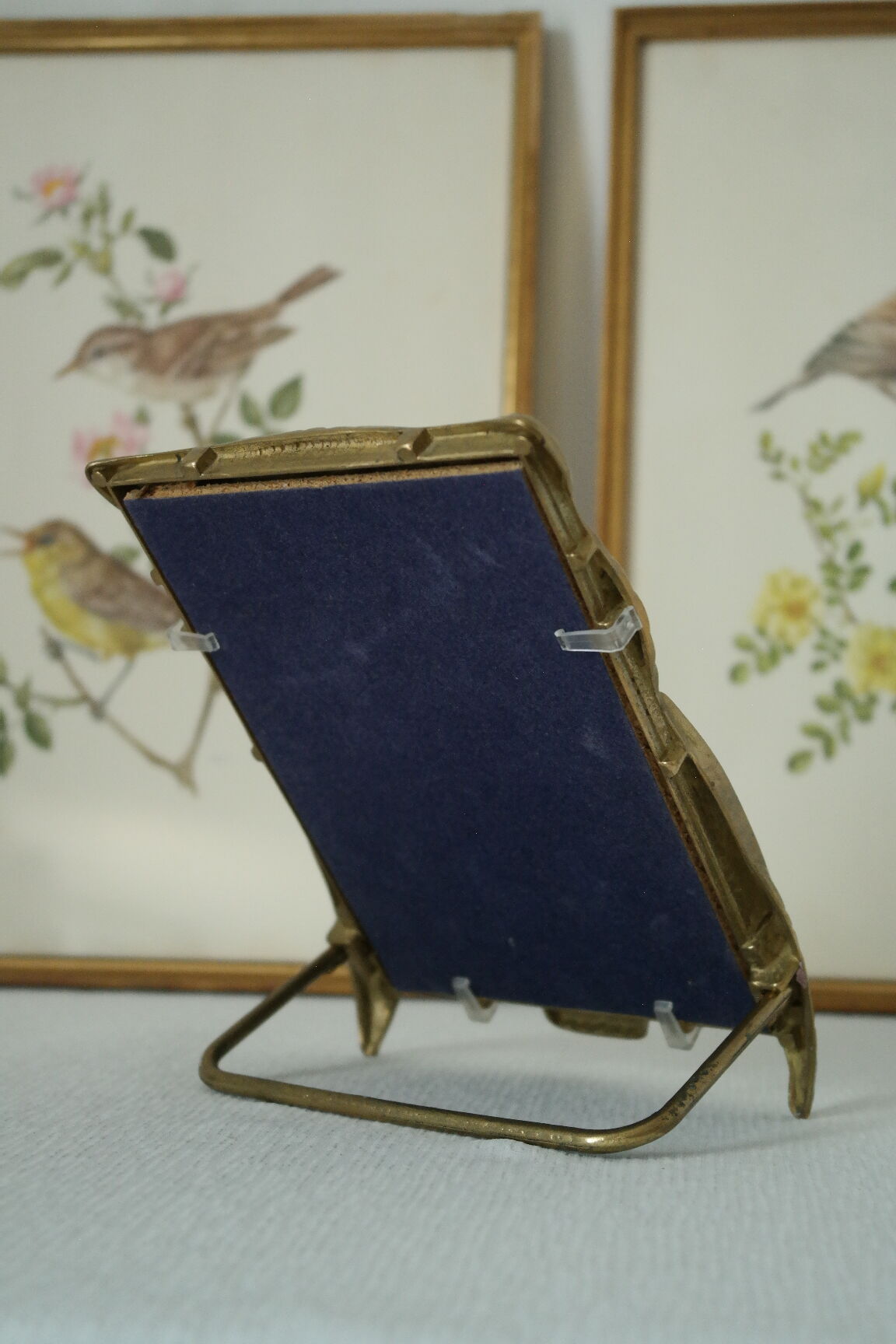 Vintage brass owl table mirror
