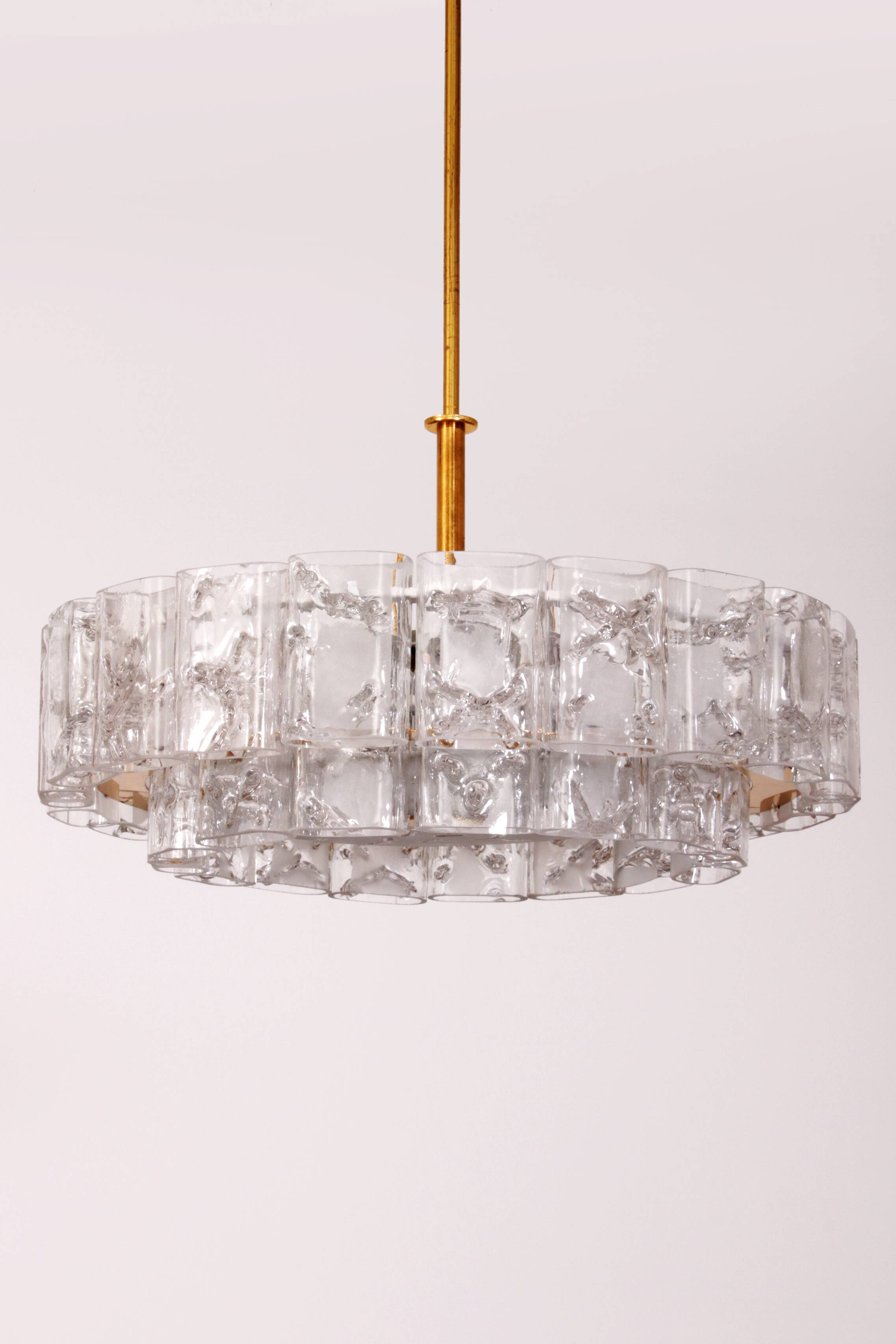 "Pair of Doria Leuchten Mid-Century Brass & Crystal Chandeliers, 1960s"