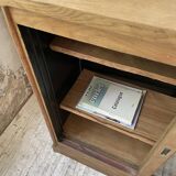 Enfilade meuble de métier chêne portes vitrées