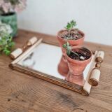 Art deco tray white wood and mirror