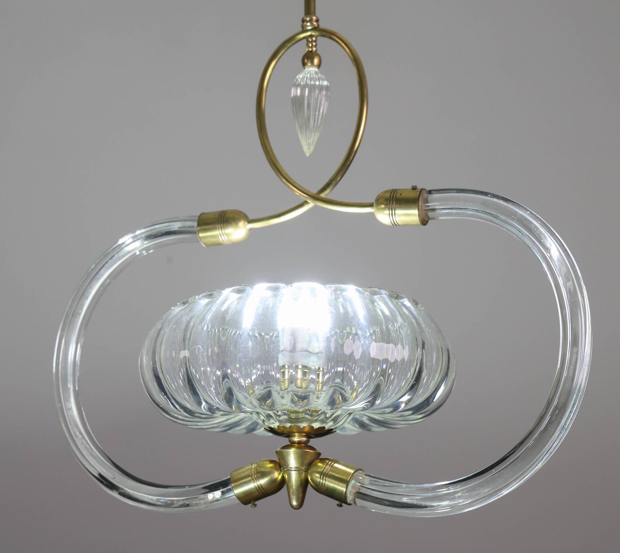 Amazing Art Decò Clear Murano Glass Chandelier by Seguso, 1940s