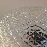 Round glass ceiling lamp diamond tips, vintage 60/70s