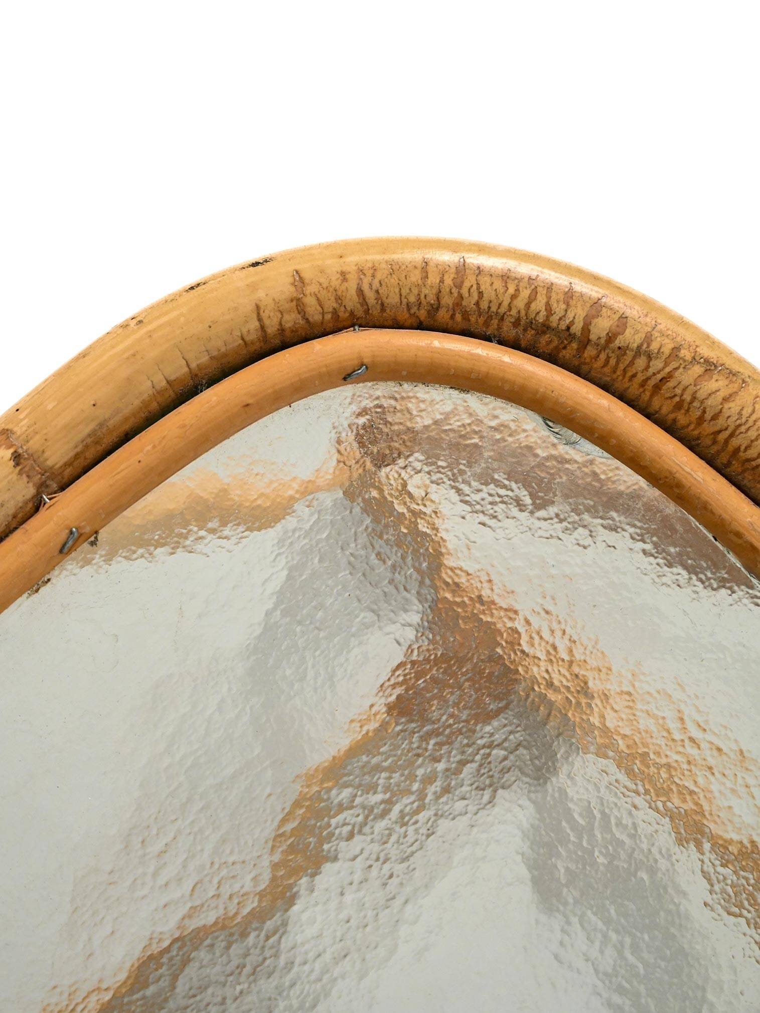 Bamboo Coffee Table with Frosted Glass