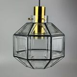 60s 70s ceiling lamp Glashütte Limburg Germany glass & brass Space Age