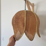Vintage raffia flower pendant lamp