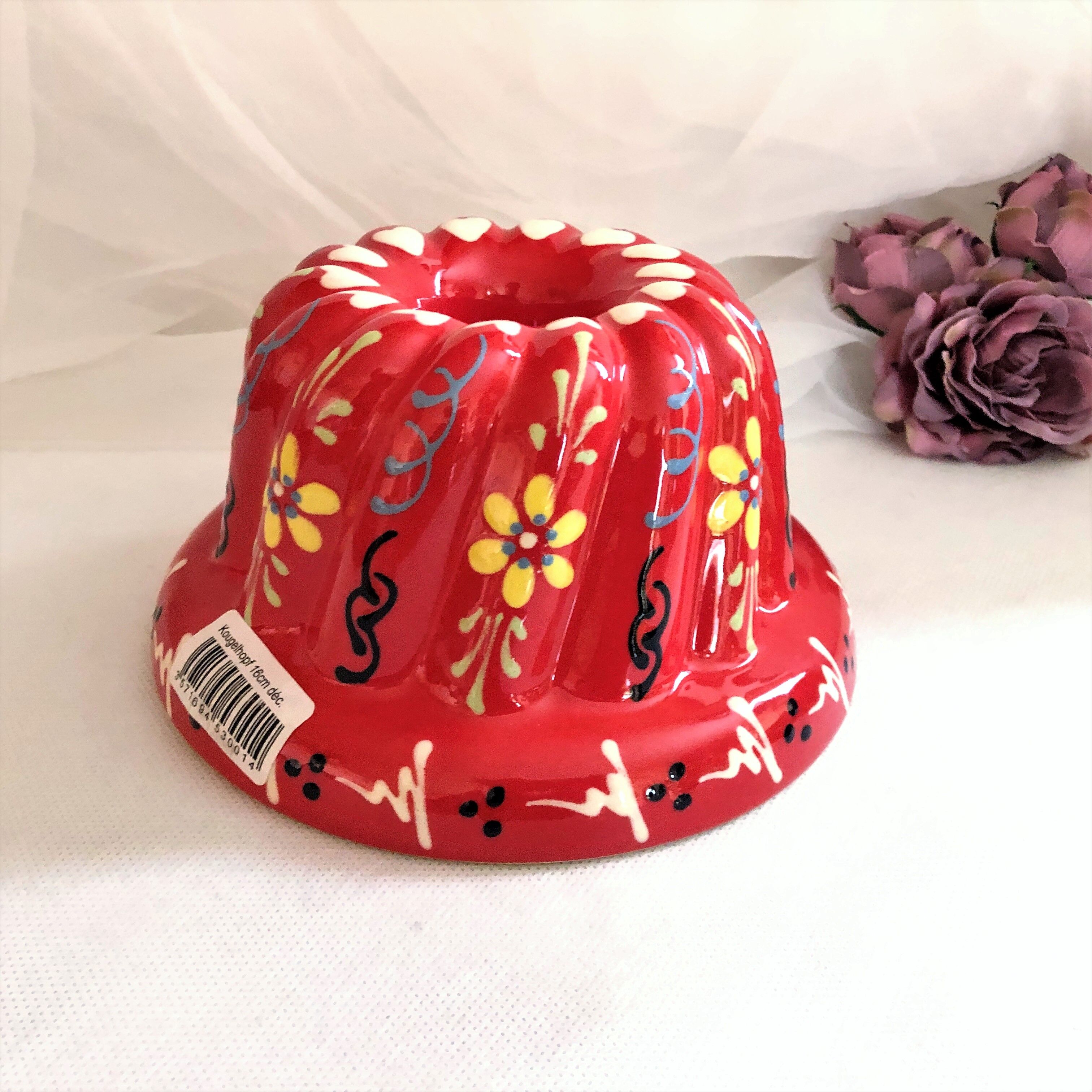 Painted terracotta kouglof mould