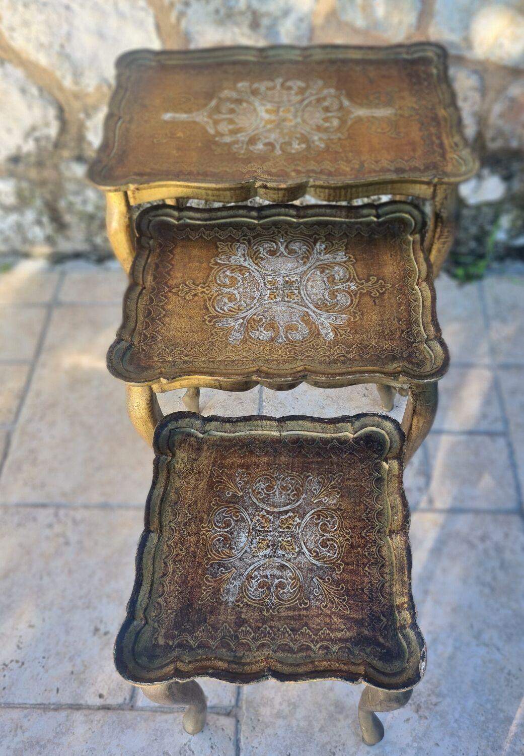 Painted wooden nesting table