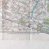 Vintage map 1970 Paris and its quarters 74x55cm