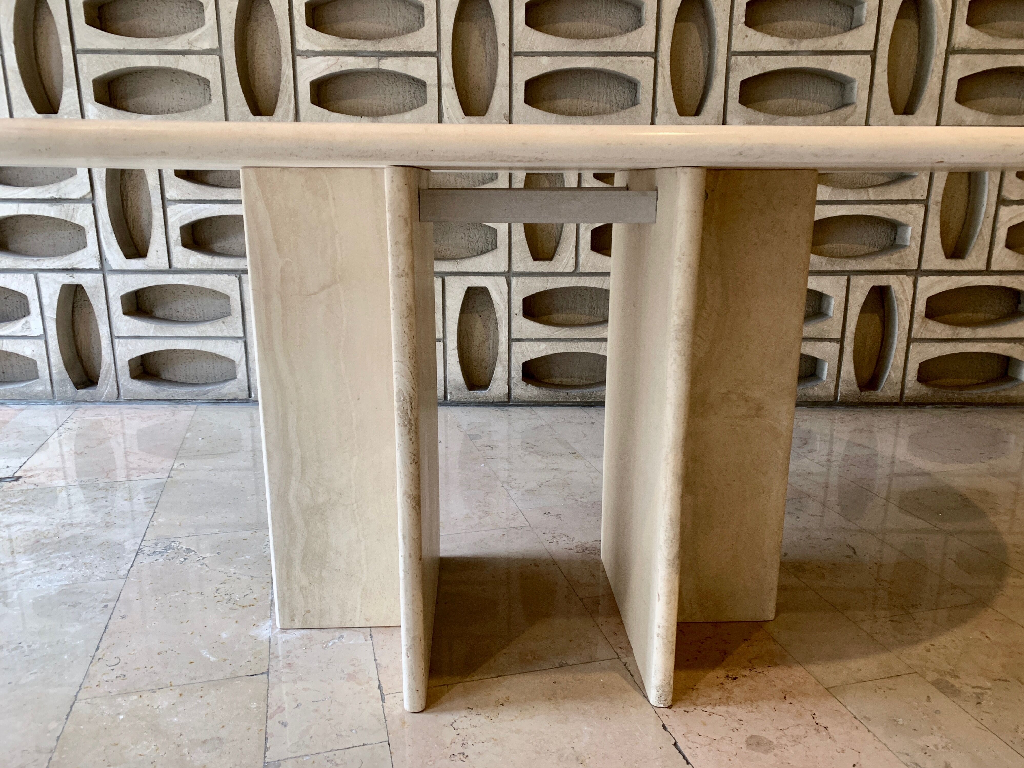 Ligne Roset travertine vintage dining table