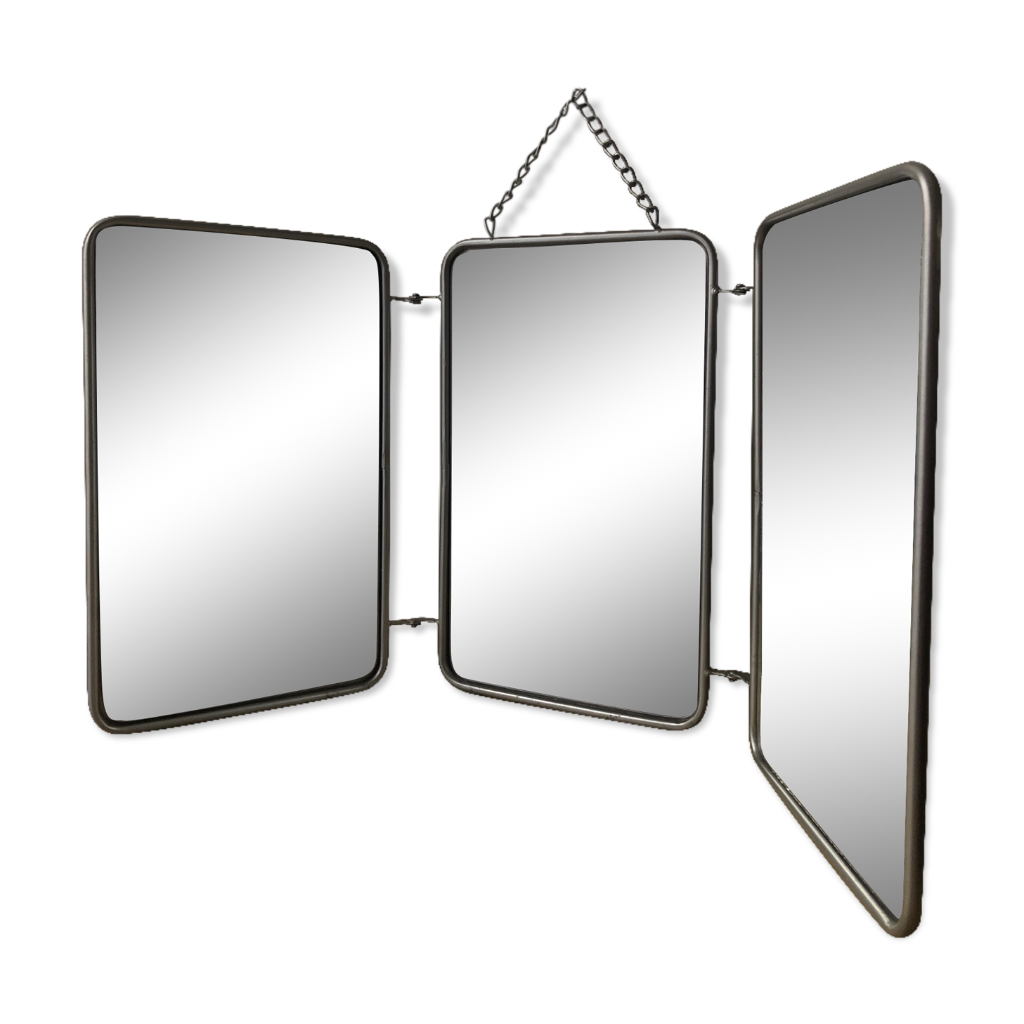 Large barber mirror / vintage triptych 66x32cm