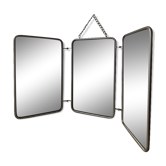 Large barber mirror / vintage triptych 66x32cm