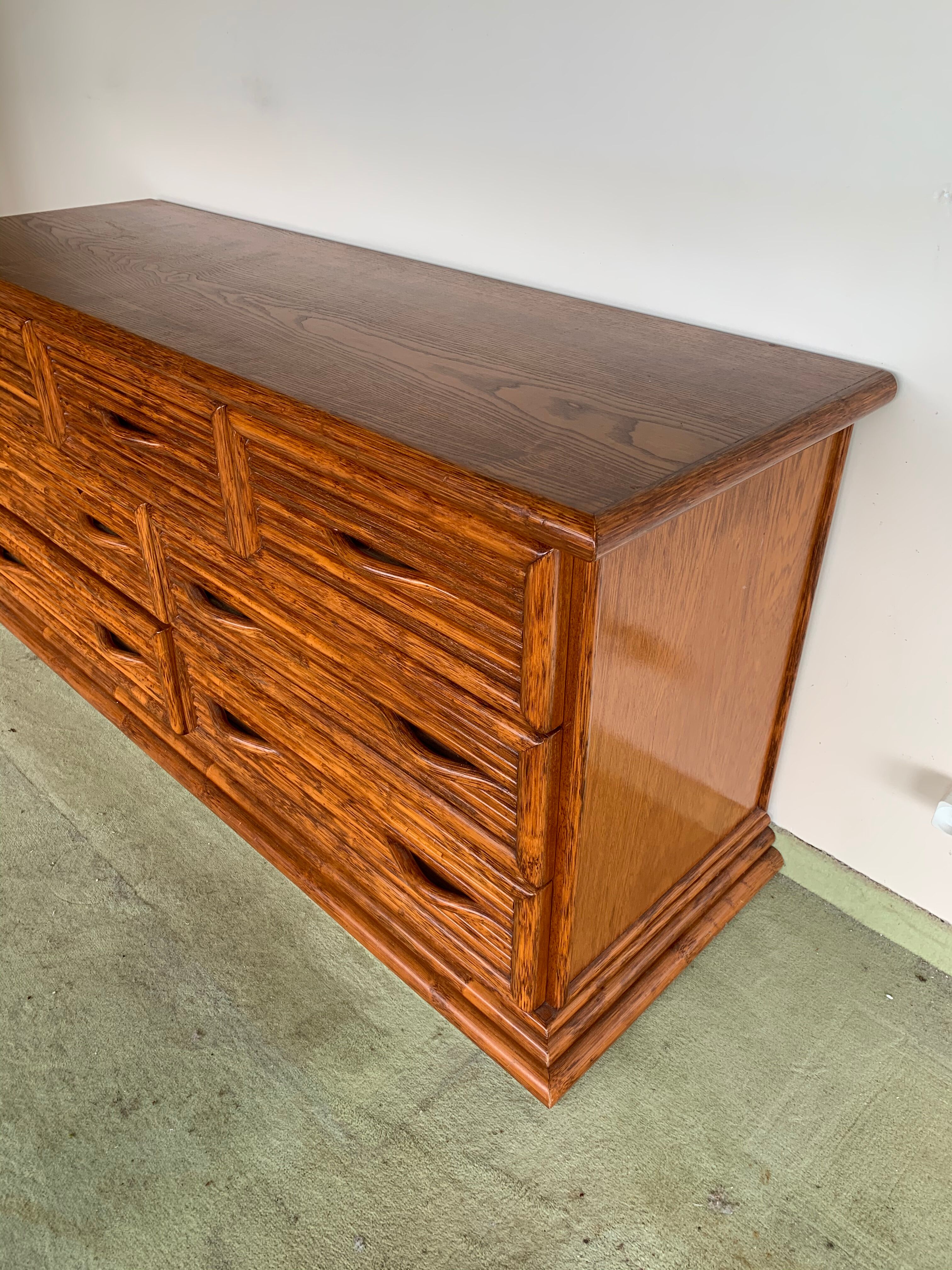 Rattan sideboard, Maugrion furniture design 1970